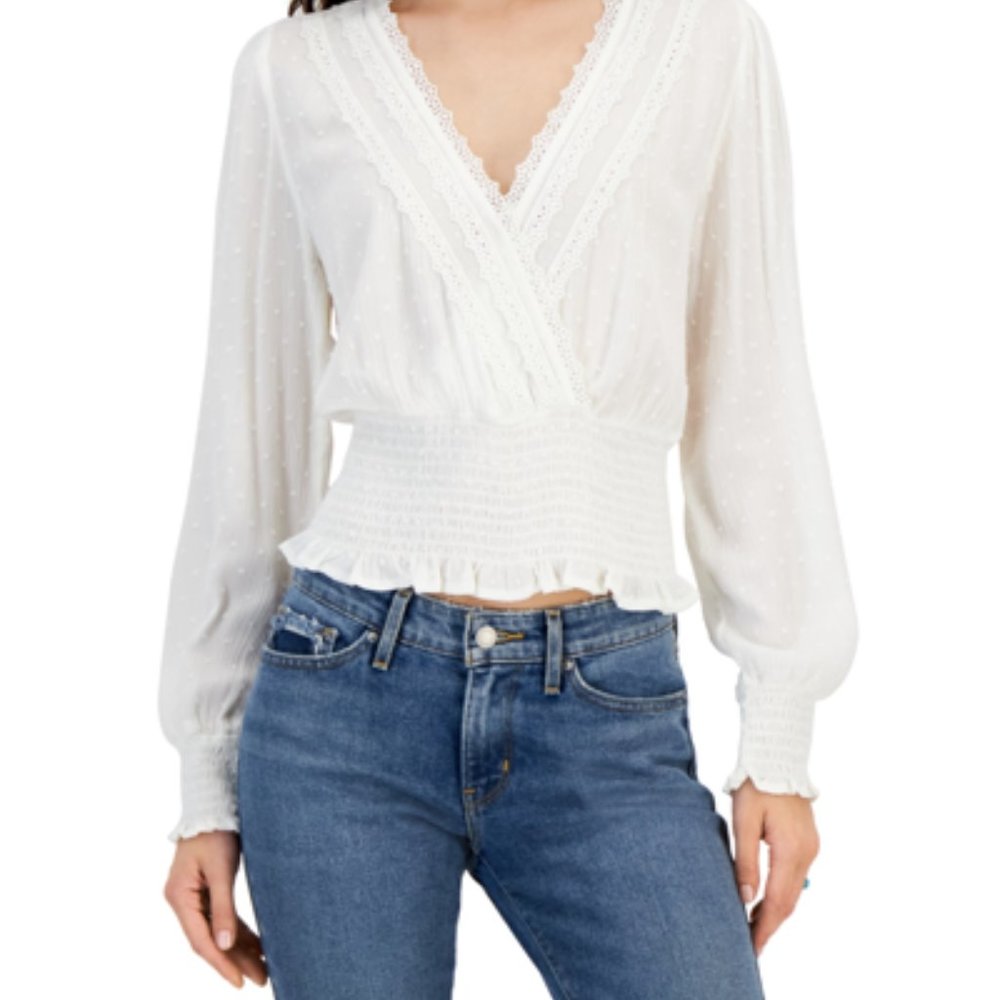 1. State White Crop Blouse Size S